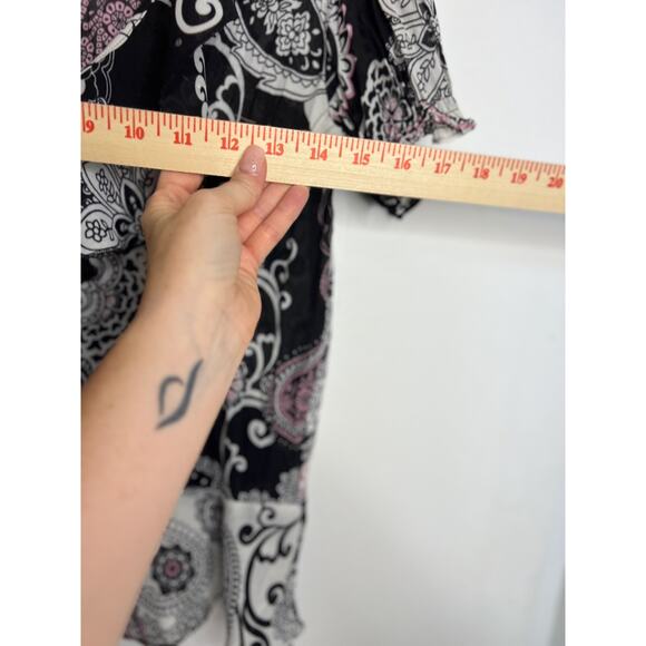 Allison Taylor Paisley Print Short Sleeve Blouse, Small - Picture 5 of 5